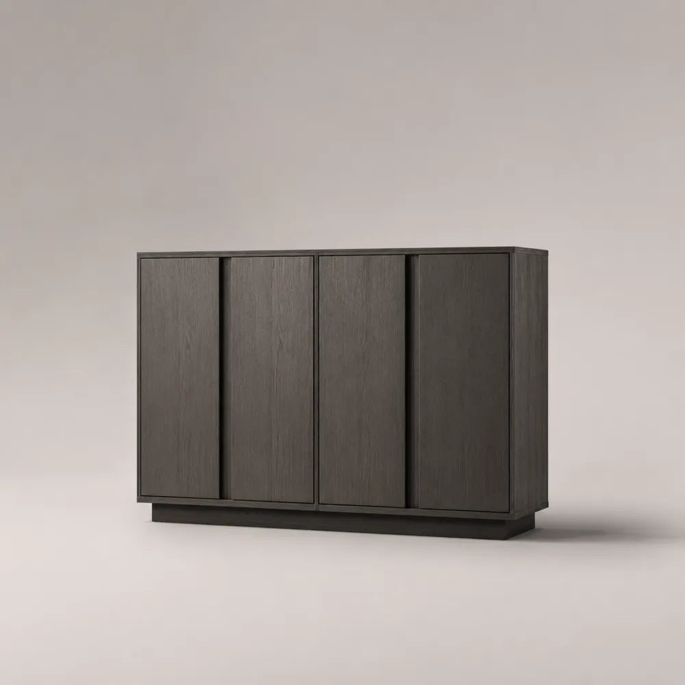Buffet bas 4 portes en MDF noir rectangulaire 180 x 40 x 80 cm