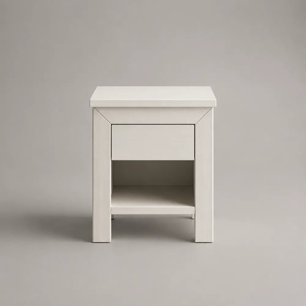 Table de chevet 40 x 35 x 55 cm en MDF blanc avec tiroir et étagère ouverte