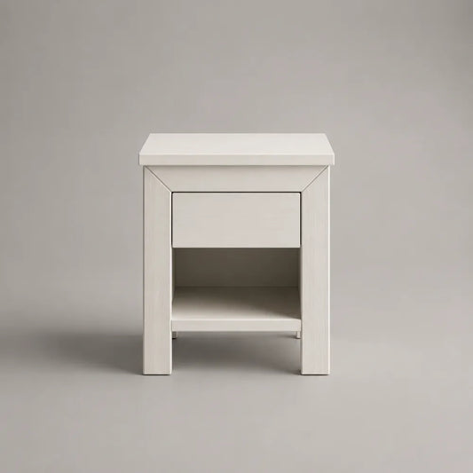 Table de chevet 40 x 35 x 55 cm en MDF blanc avec tiroir et étagère ouverte