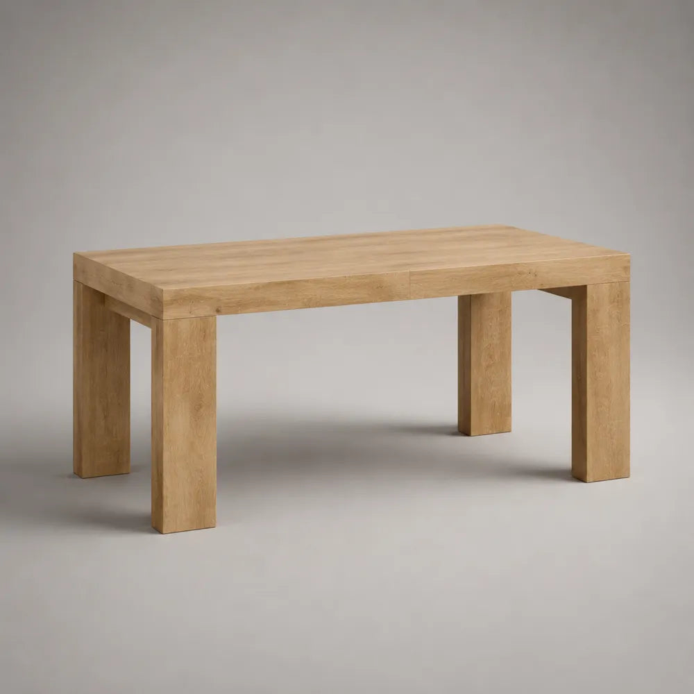 Table à manger rectangulaire 180 x 90 x 75 cm en panneau mélaminé effet chêne clair