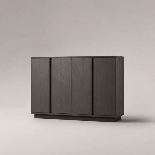 Buffet bas 4 portes en MDF noir rectangulaire 180 x 40 x 80 cm