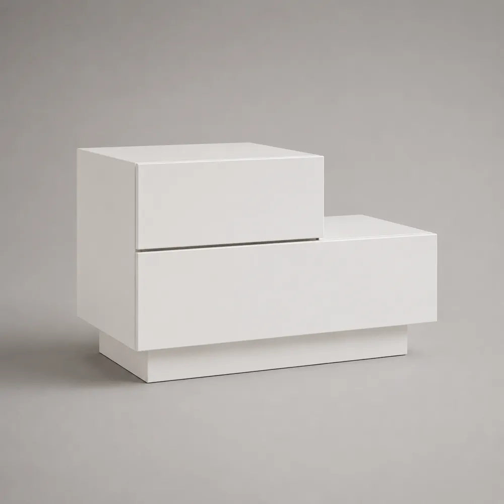 Table de chevet 50 x 40 x 45 cm en MDF blanc avec tiroir et base surélevée