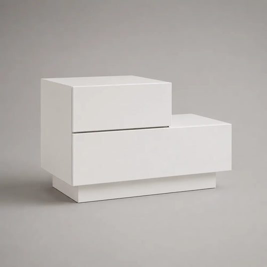 Table de chevet 50 x 40 x 45 cm en MDF blanc avec tiroir et base surélevée